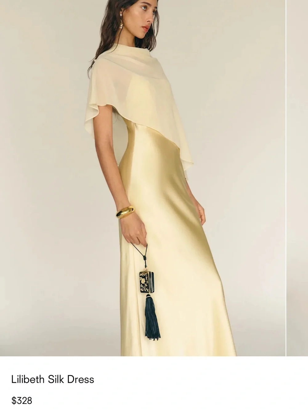 Reformation Lilibeth Silk Maxi Dress in Pale Yellow - Picture 1 of 4